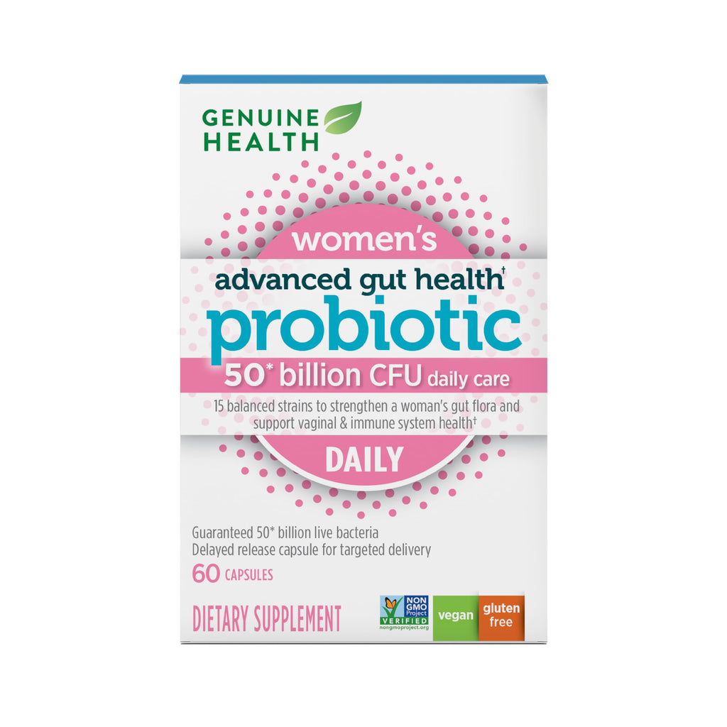 Genuine Health Womens Daily Probiotic Helps Promote Healthy Digestion Gut Health & Vaginal & Skin Health Multi-Strain Formula (60 Count)