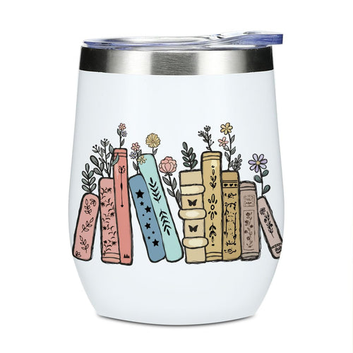 Book Lover Wine Tumbler – 12oz Insulated Stainless Steel  Cup for Readers & Book Club Gifts