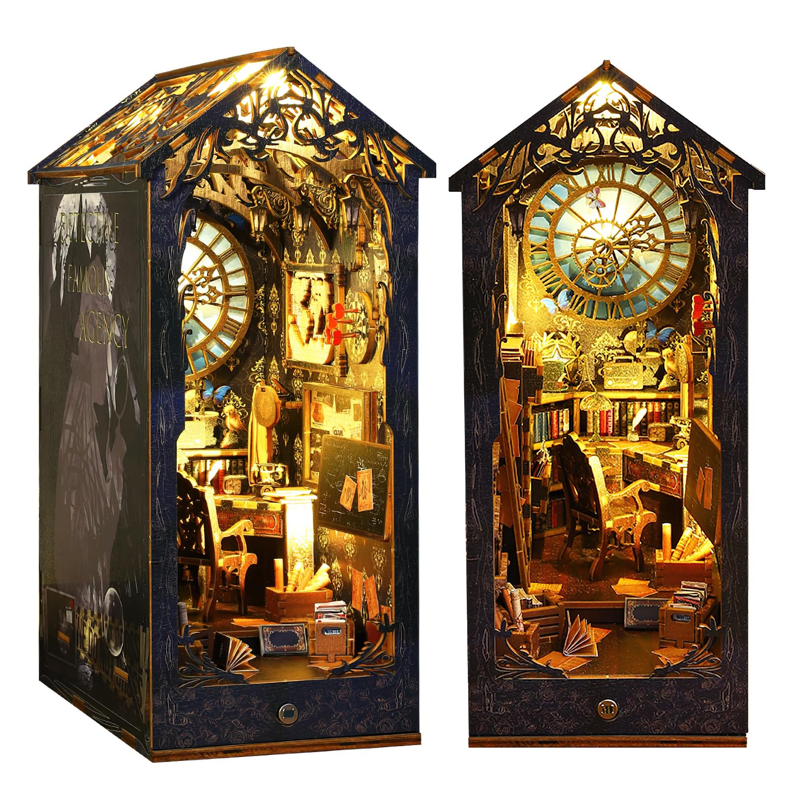 Tucraew Book Nook Kit DIY Miniature House Kit for Adults Teens and Beginners Dollhouse Booknook Tiny House Bookshelf Decor 3D Wooden Puzzle with LED Light Gifts for Family Friends