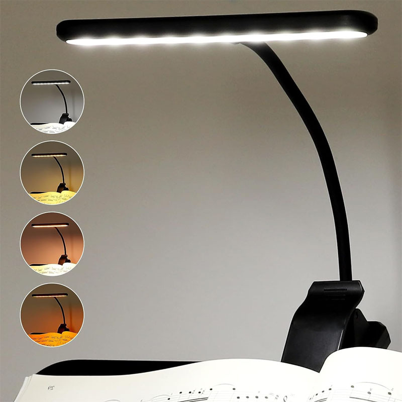 USB Rechargeable Clip-On Reading Light – 14 LED Book Light with Adjustable Brightness, Warm & Cool Modes for Night Reading