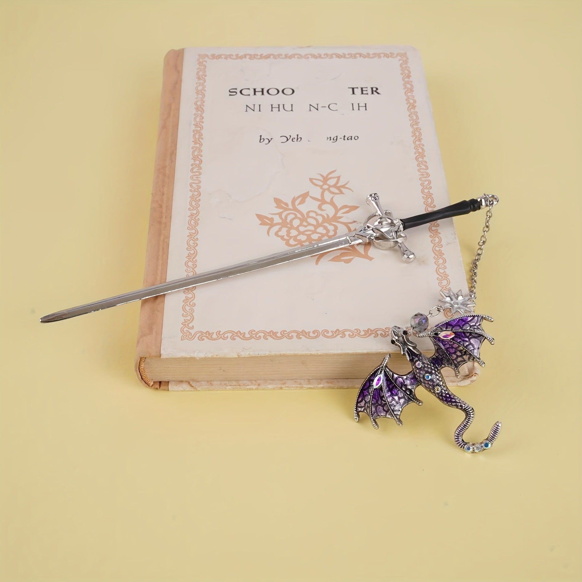 Dragon Sword Bookmark – Fantasy Metal Sword Bookmark with Dragon Pendant for Book Lovers & Reader Gifts