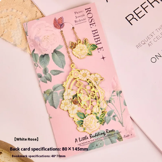 Floral Hollow Metal Bookmark – Elegant Rose Gold Flower Page Marker for Book Lovers & Reader Gifts