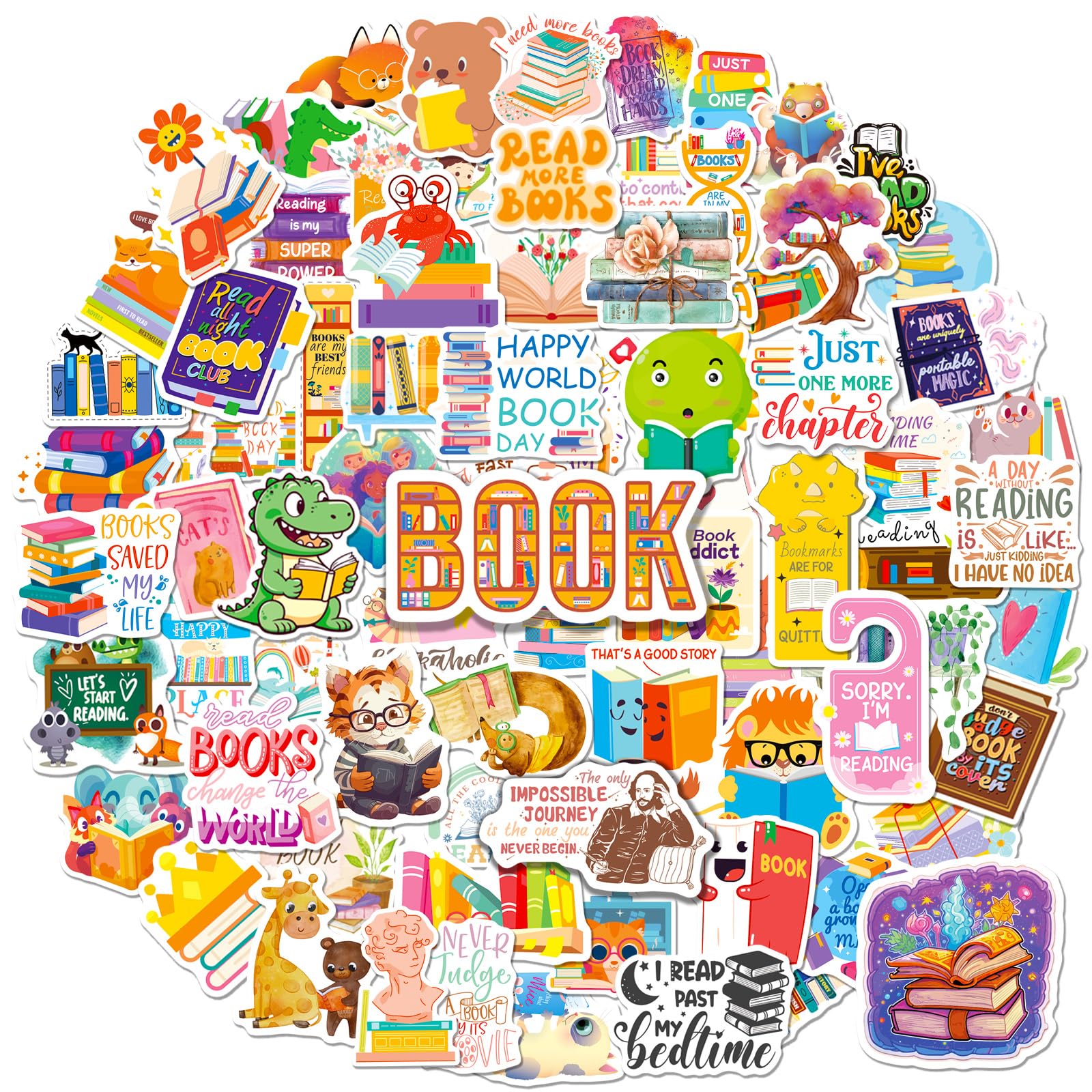 WAKEMOODEI Book Stickers 200PCS Bookish Stickers for Kids Adults Reading Stickers for E-Reader Water Bottle Laptop Library Stickers for Book Lovers Bookish Gift Book Accessories