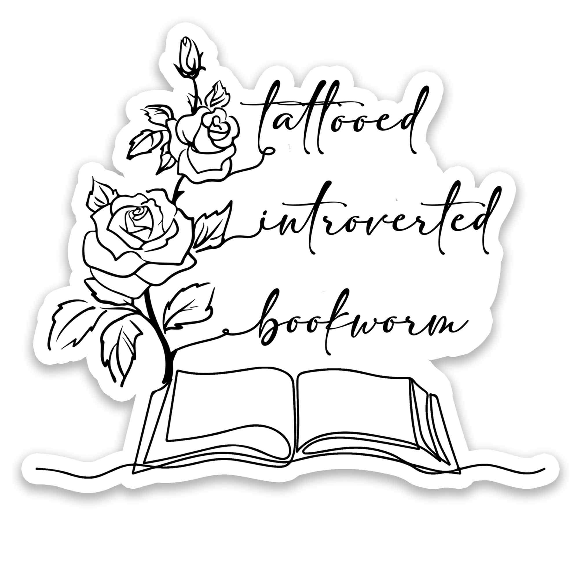 Tattooed Introverted Bookworm Sticker Set (3pcs) – Aesthetic Reader Decals