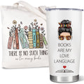Bookworm Gifts for Readers Book Lovers Women Book Themed Librarian Gifts Bookish Tote Bag & Travel Coffee Tumbler Set Book Nerd Birthday Valentines Presents Book Club Things Reading Accessories