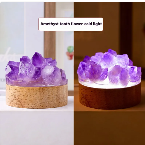 Amethyst Crystal Night Light – Cozy Bookish Decor Lamp for Reading Nooks, Book Witches & Fantasy Readers