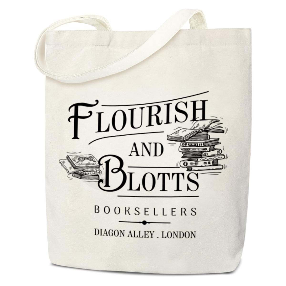 Wizard-Inspired Bookstore Tote Bag – Aesthetic Canvas Book Lover Bag, Magical Reading Gift for Women