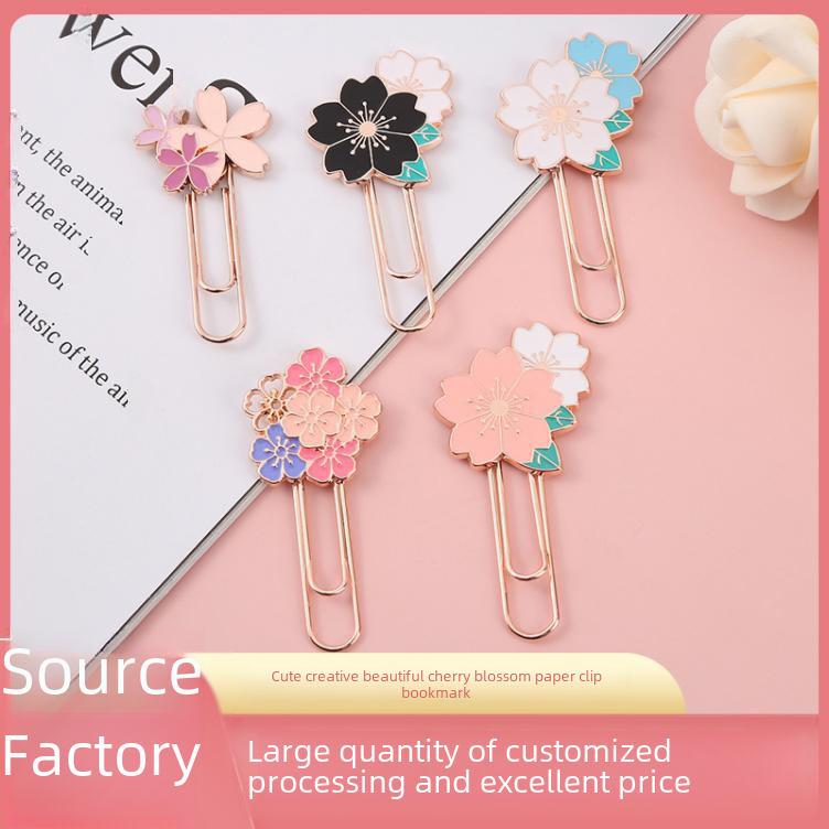 Cute Creative Cherry Blossom Metal Bookmark Clips