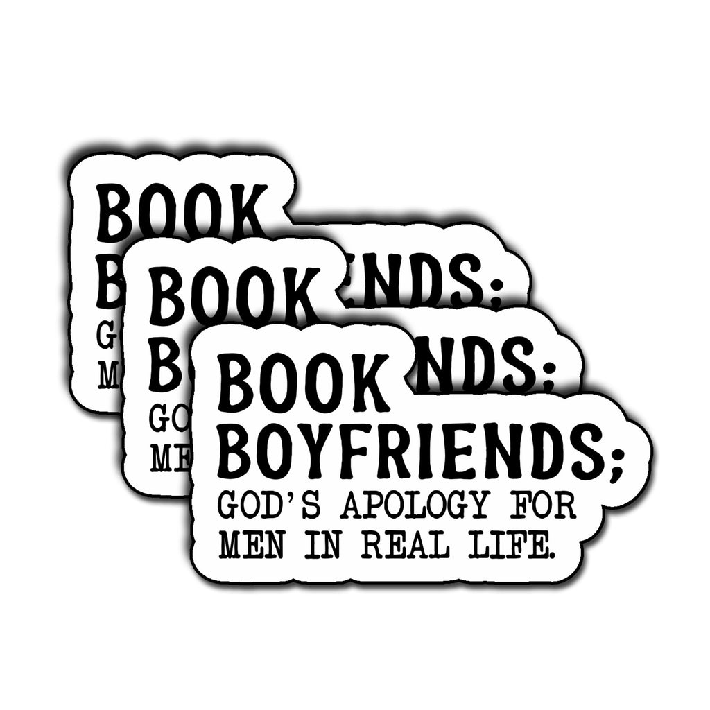 (3Pcs) Book Boyfriends Men in Real Life Sticker Book Lover Sticker Book Club Sticker Reading Sticker Bookish Water Assistant Vinyl Stickers for Laptop Phone Water Bottles Book Kindle 3"x2"