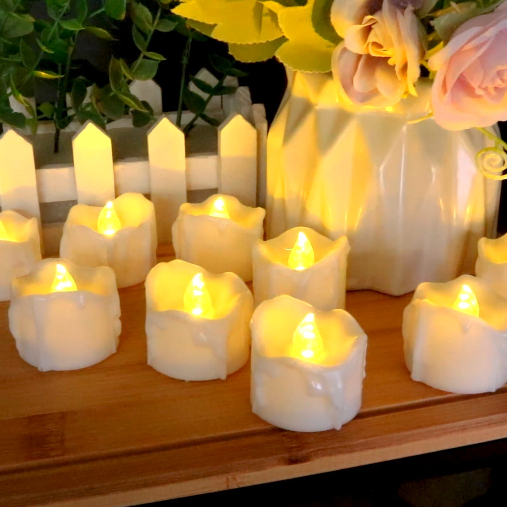 LED Tealight Candle Set – Realistic Flickering Candles with Dripping Wax Effect for Cozy & Romantic Decor