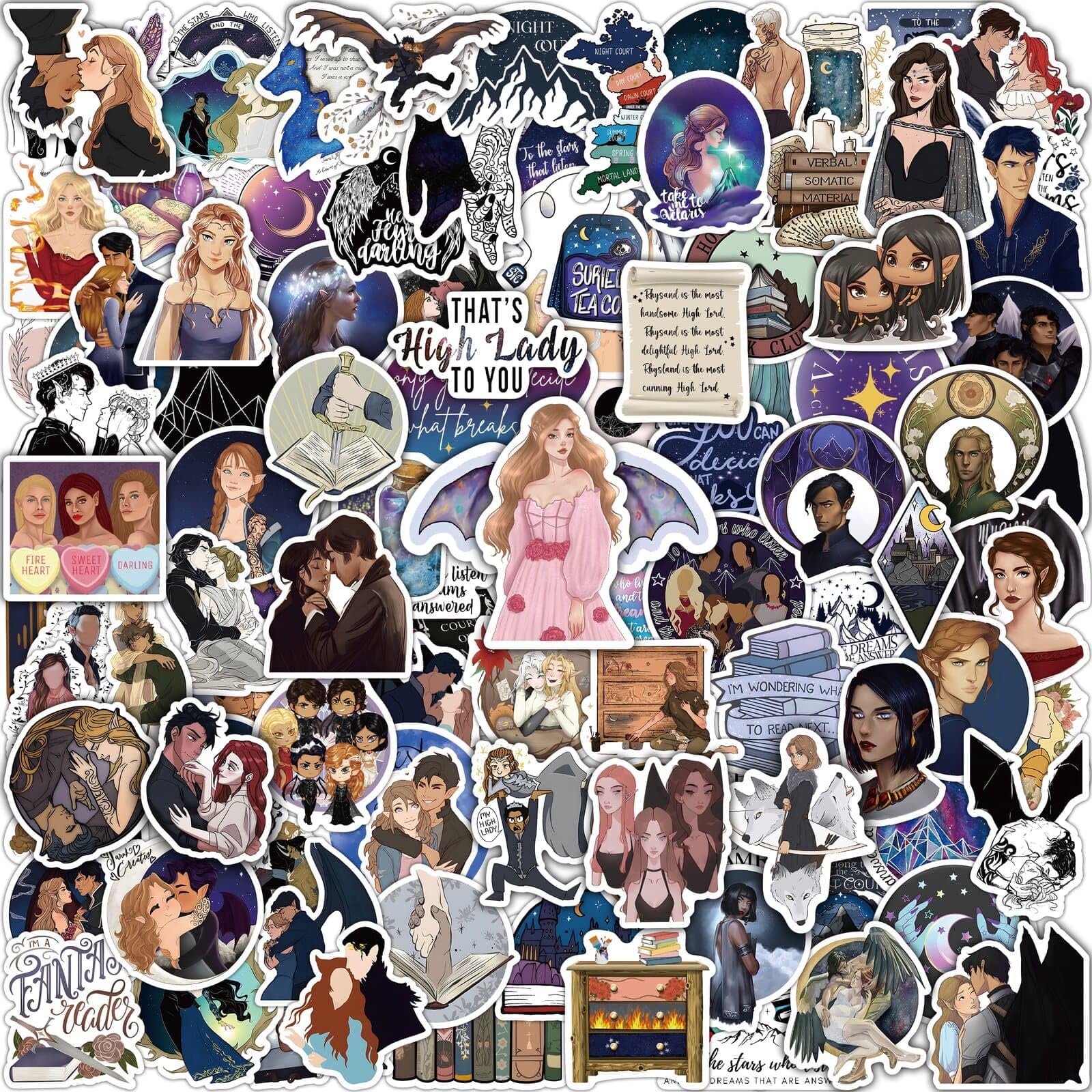 Joyppy 162 PCS Acotar Stickers Acotar Merch Sticker Pack for Kindle Water Bottles Laptop Scrapbooking Fantasy Bookish Matte Waterproof Book Accessories Gifts for Book Lovers