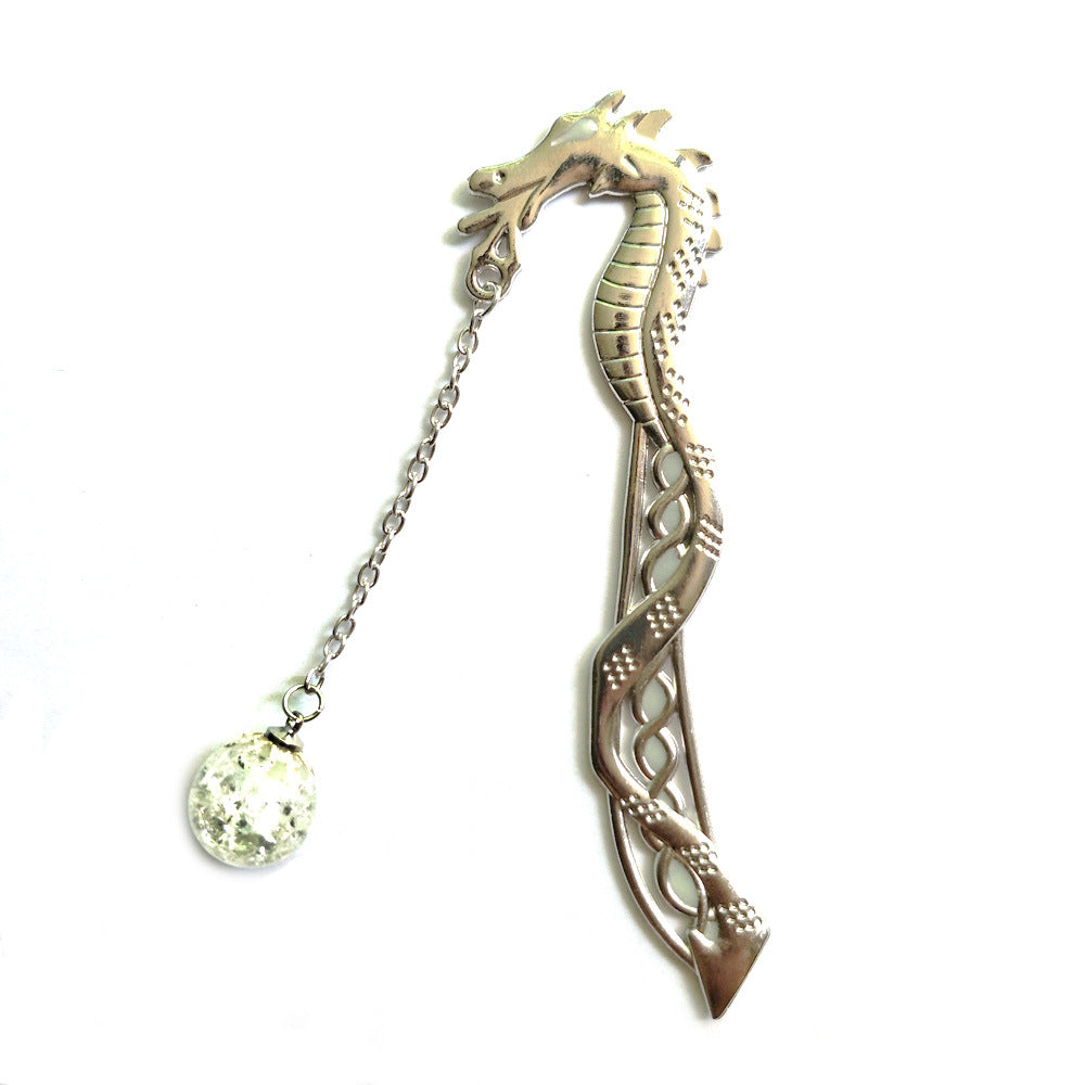 Glow-in-the-Dark Dragon Bookmark – Vintage Metal Fantasy Page Marker for Book Lovers & Dragon Reader Gifts