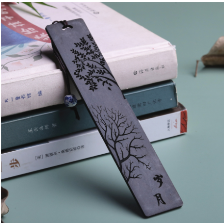 Chinese Style Wooden Bookmark with Engraved Design