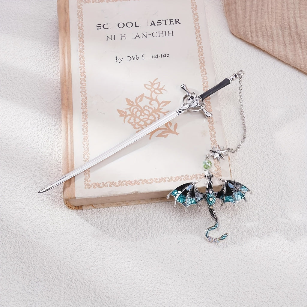 Dragon Sword Bookmark – Fantasy Metal Sword Bookmark with Dragon Pendant for Book Lovers & Reader Gifts