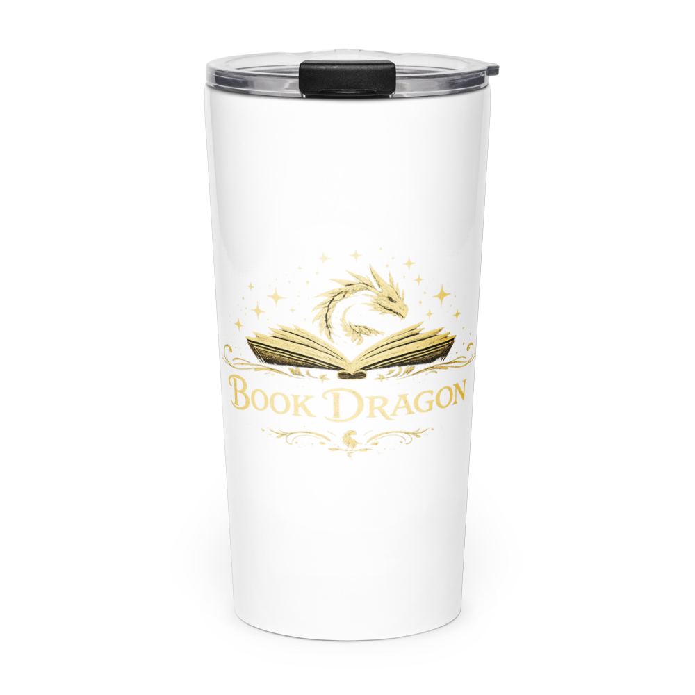 Book Dragon Tapered Stainless Steel Tumbler 20 oz – Fantasy Book Lover Travel Mug for Readers & Romantasy Fans