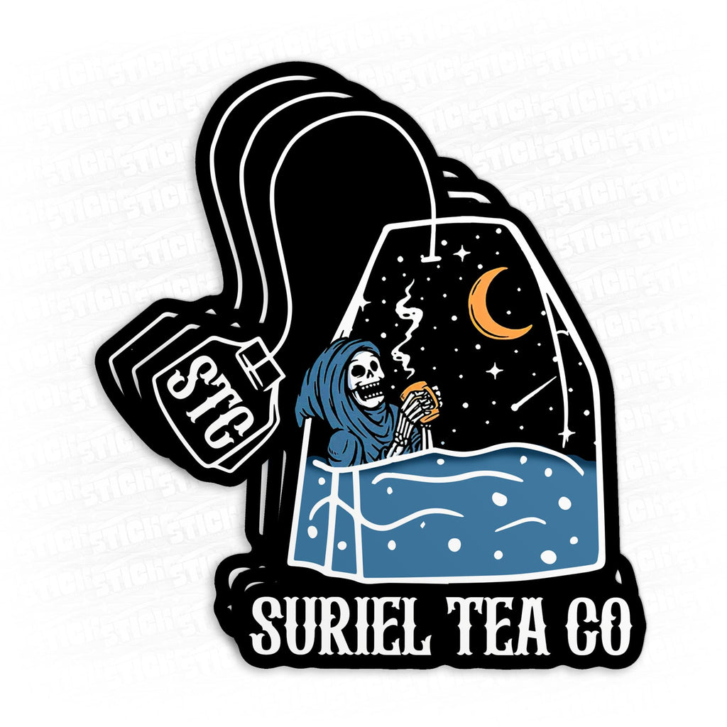 (3Pcs) ACOTAR Suriel Tea co Teabag Stickers Spill The Tea Bookish Book Lover Acotar Sticker 3" Waterproof Vinyl Sticker Kindle Laptop Water Bottles Phone Merchandise Decor Decal Gifts 3 Inches