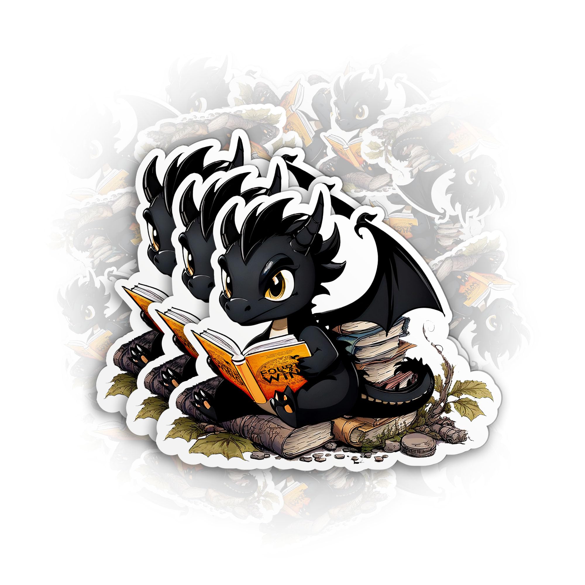 Dragon Reader Sticker Set (3pcs) – Fantasy Bookish Decals for Kindle & Laptop