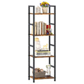Katrawu 4 Tier Bookshelf Small Book Shelf Industrial Bookcase Metal Narrow Book Case Book Storage OrganizerBookshelves for Bedroom Office Living Room(4 TierRustic Brown)