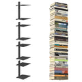 Mefirt Invisible Floating Bookshelves for Wall 8 Tier Vertical Spine Book Tower Heavy Duty Floating Book Shelves Metal Book Organizers for Home Office 4 Pack(Black)