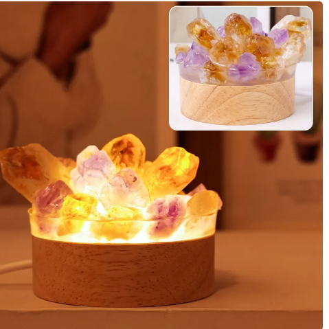 Amethyst Crystal Night Light – Cozy Bookish Decor Lamp for Reading Nooks, Book Witches & Fantasy Readers