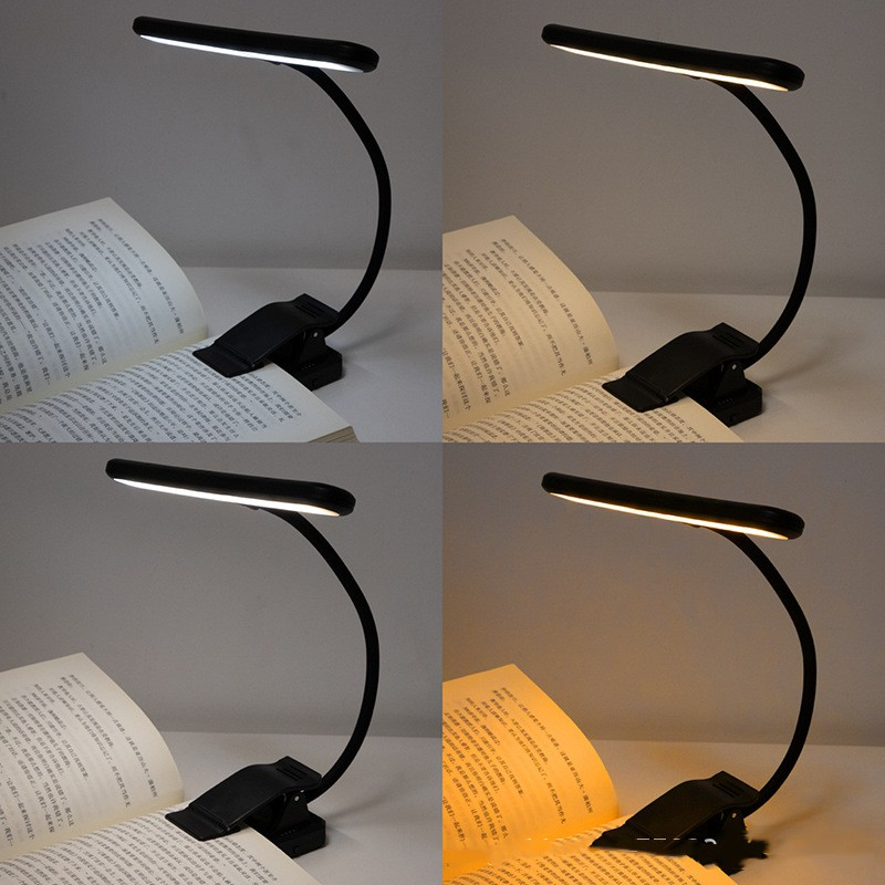 USB Rechargeable Clip-On Reading Light – 14 LED Book Light with Adjustable Brightness, Warm & Cool Modes for Night Reading