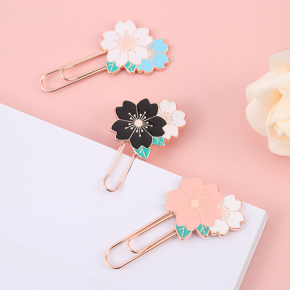Cute Creative Cherry Blossom Metal Bookmark Clips