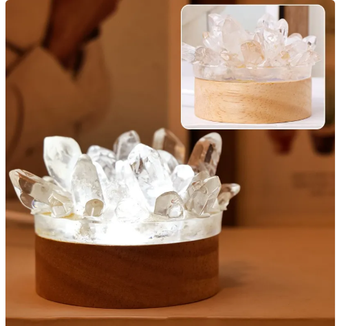 Amethyst Crystal Night Light – Cozy Bookish Decor Lamp for Reading Nooks, Book Witches & Fantasy Readers