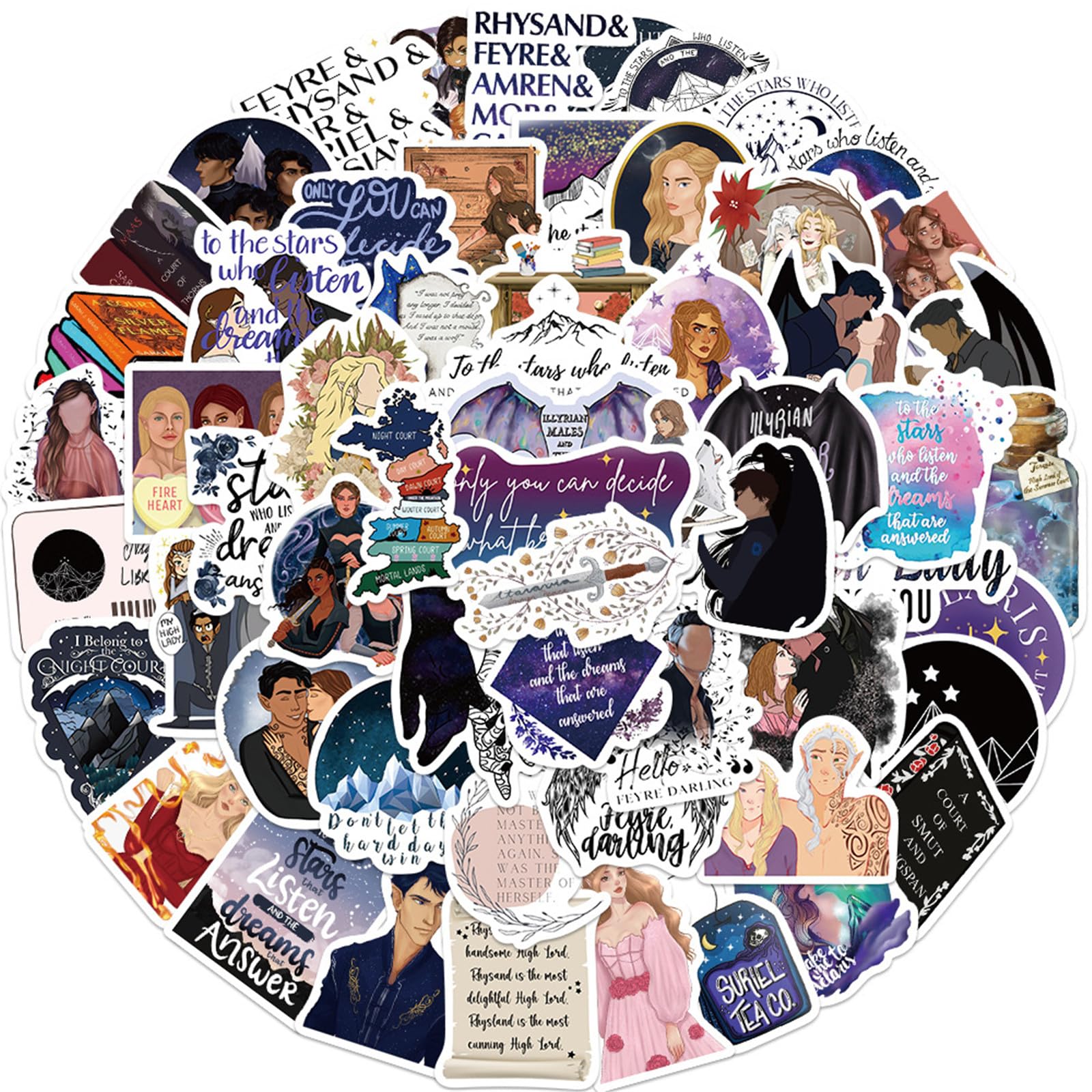 Acotar Merchandise Stickers 60Pcs Book Graphic Kid Stickers