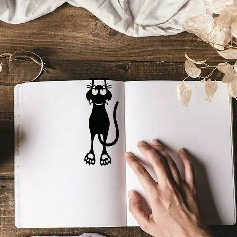 Creative Hollowed Out Black Kitten Plastic Bookmark