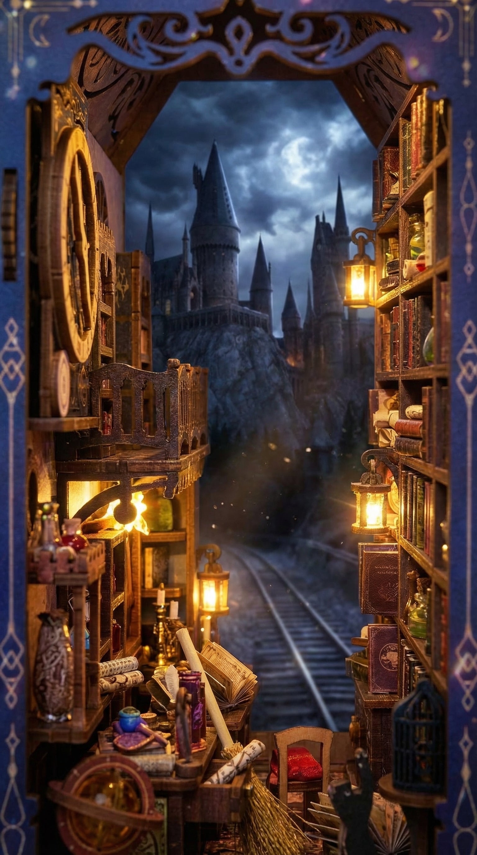 Enchanted Magic House Book Nook Kit – Fantasy DIY Bookshelf Insert with LED Light & Dust Cover