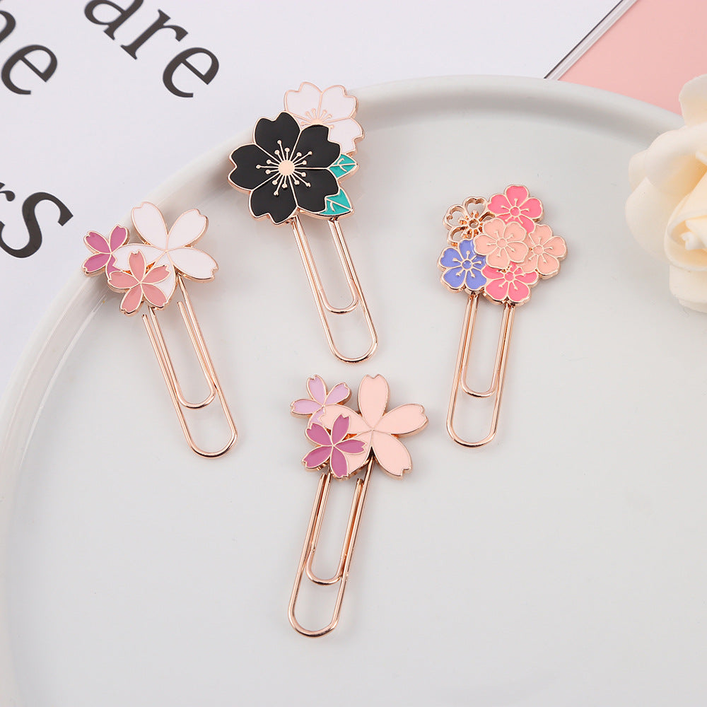 Cute Creative Cherry Blossom Metal Bookmark Clips