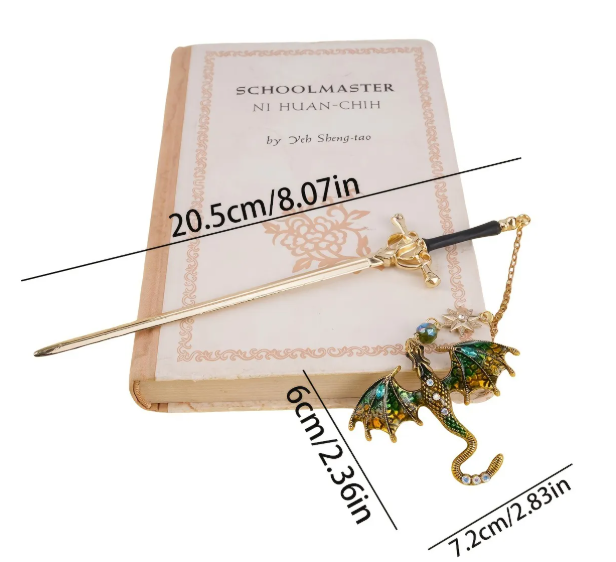 Dragon Sword Bookmark – Fantasy Metal Sword Bookmark with Dragon Pendant for Book Lovers & Reader Gifts