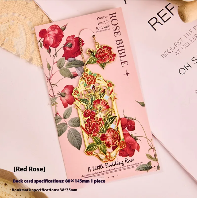 Floral Hollow Metal Bookmark – Elegant Rose Gold Flower Page Marker for Book Lovers & Reader Gifts