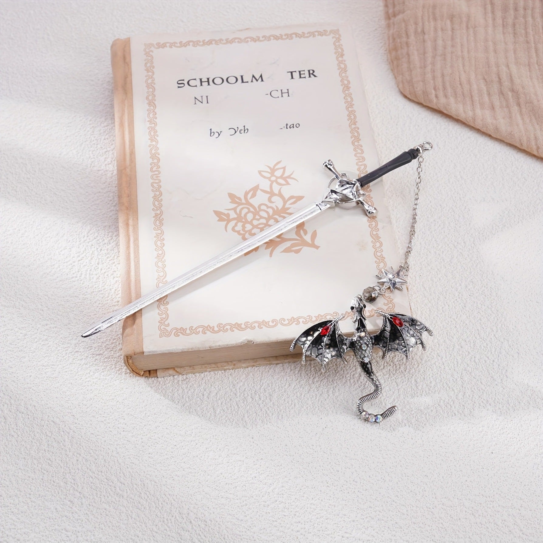 Dragon Sword Bookmark – Fantasy Metal Sword Bookmark with Dragon Pendant for Book Lovers & Reader Gifts