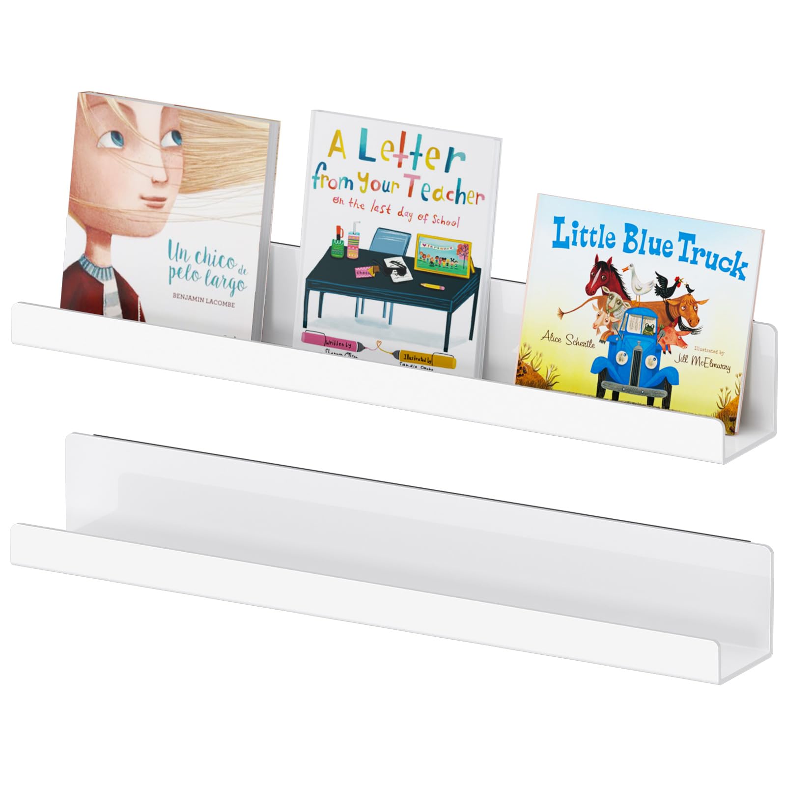 Carmanon Magnetic Book Shelf for Whiteboard Reusable Acrylic Book Display Shelf with Strong Adsorption Capacity Magnetic Book Holder for Classroom Refrigerator Office Teacher Kids White