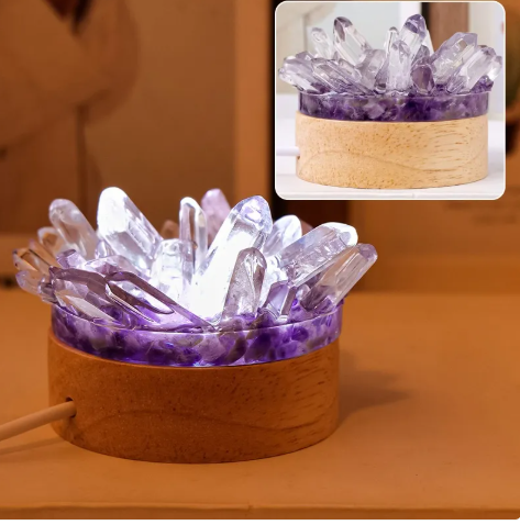 Amethyst Crystal Night Light – Cozy Bookish Decor Lamp for Reading Nooks, Book Witches & Fantasy Readers