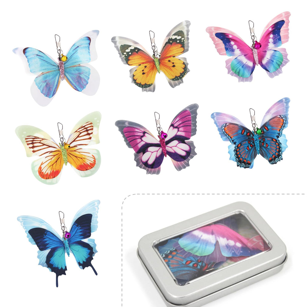 SONGWAY Cat Butterfly Toy Replacement - 7 Pieces Butterfly Cat Toys Accessories Cat Wand Toy Replacement Cat Teaser Wand Attachments Interactive Cat Toys for Indoor Cat Kitten