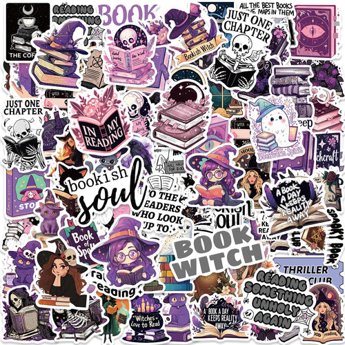 Book Witch Sticker Pack (100pcs) – Cozy Fantasy Bookish Aesthetic Decals