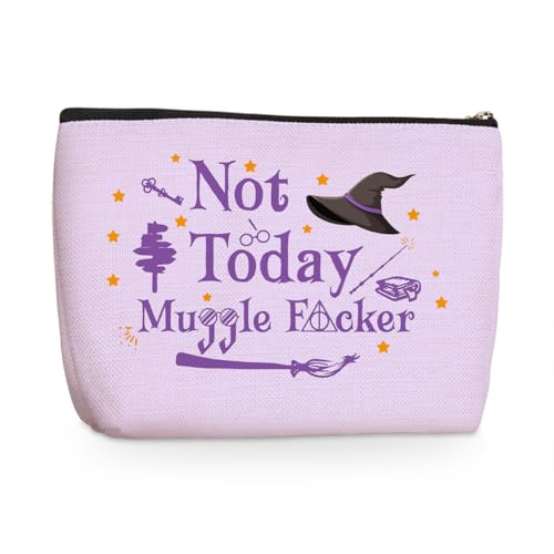 Funny Wizard-Inspired Makeup Bag – “Not Today Muggle” Cosmetic Pouch, Magical Gift for Book Lovers & Fantasy Fans