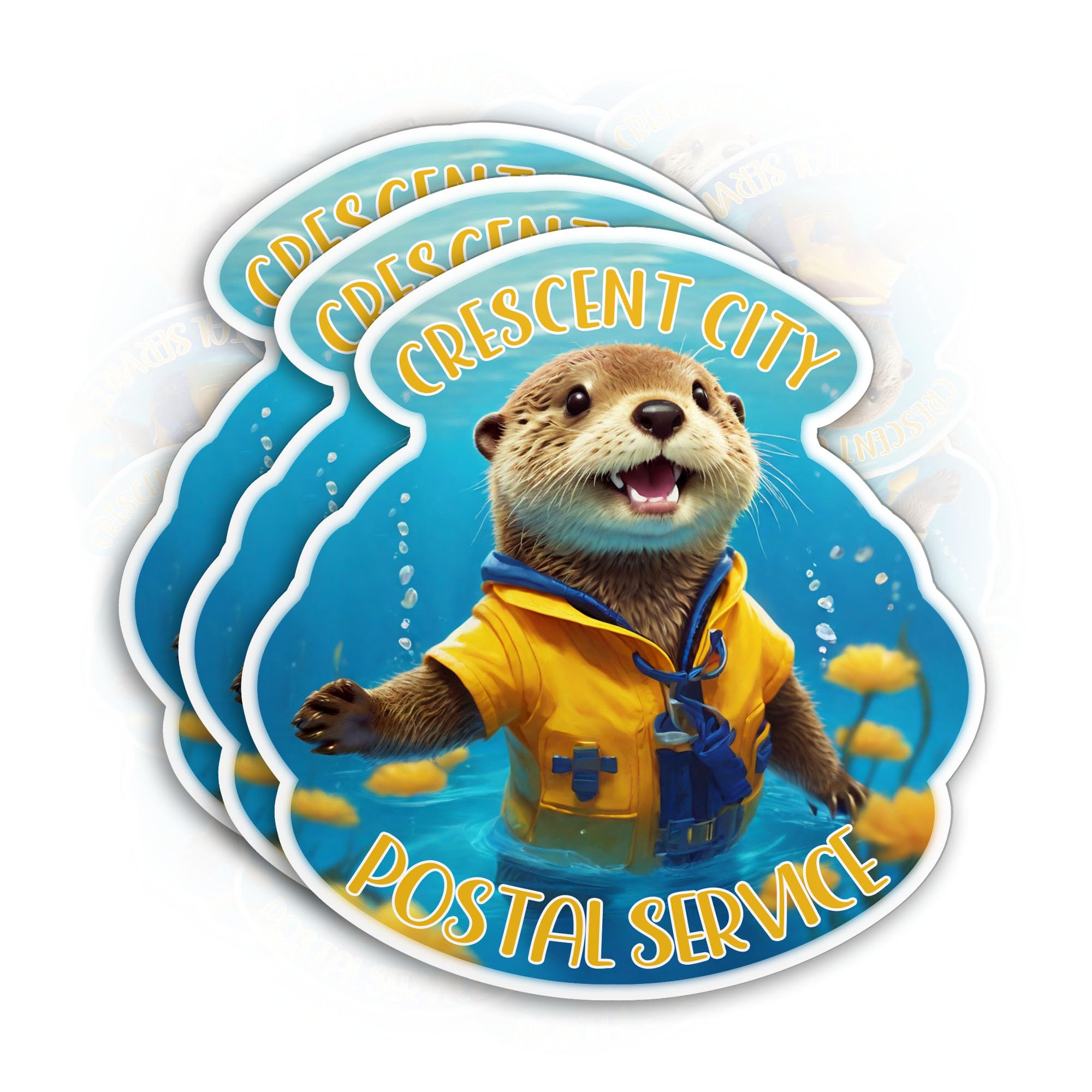 (3PCS) Crescent City Otter Sticker Acotar Postal Service - Cute Otter Bookish Book Lover 3" Die-Cut Waterproof Vinyl Sticker for Water Bottle Tumbler Phone Case Laptop Cars Decal (3 Inches)