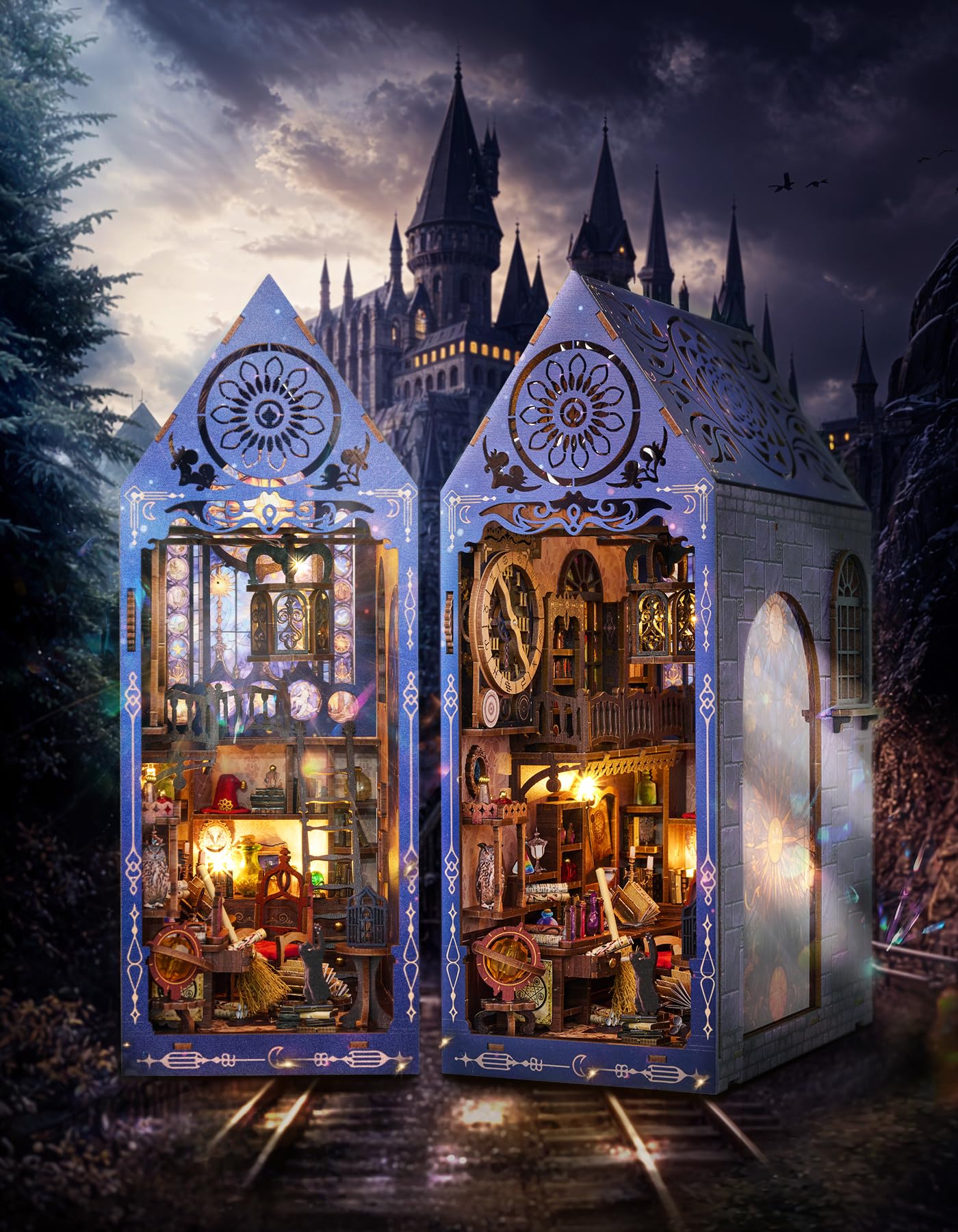 JOYOOSS Book Nook Kit DIY Book Nook Kit with Dust Cover DIY Book Nook Kit for Adults DIY 3D Puzzle Wooden DIY Book Nooks with LED Booknook Kit Magic Book Nooks for Girls Toys Women Men Teen Gift