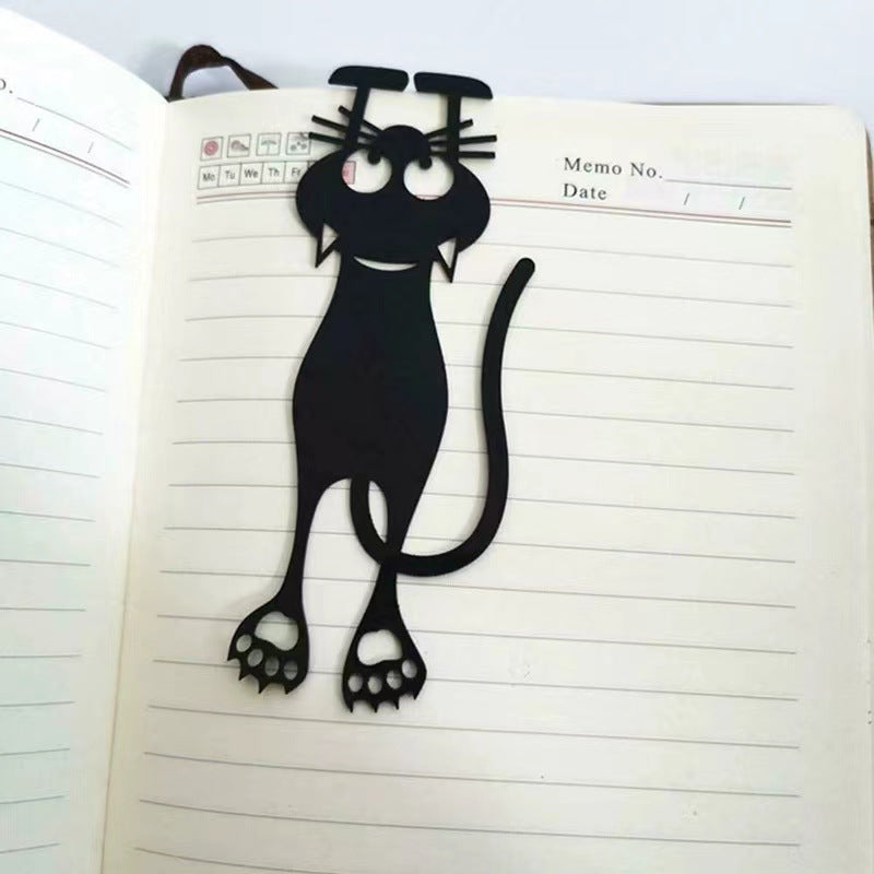 Creative Hollowed Out Black Kitten Plastic Bookmark