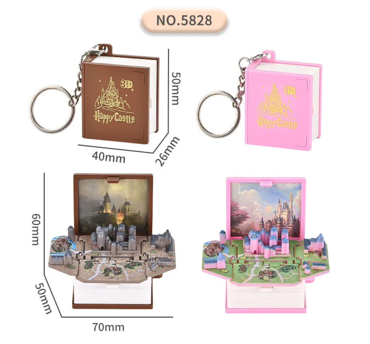 Folding Book Keychain Pendant