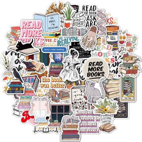 Bookish Sticker Pack (50pcs) – Waterproof Reading Stickers for Kindle, Laptop & Journals