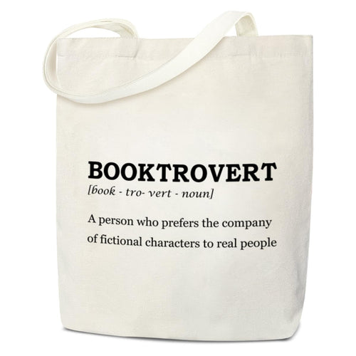 Booktrovert Canvas Tote Bag – Funny Book Lover Tote for Readers & Introverts
