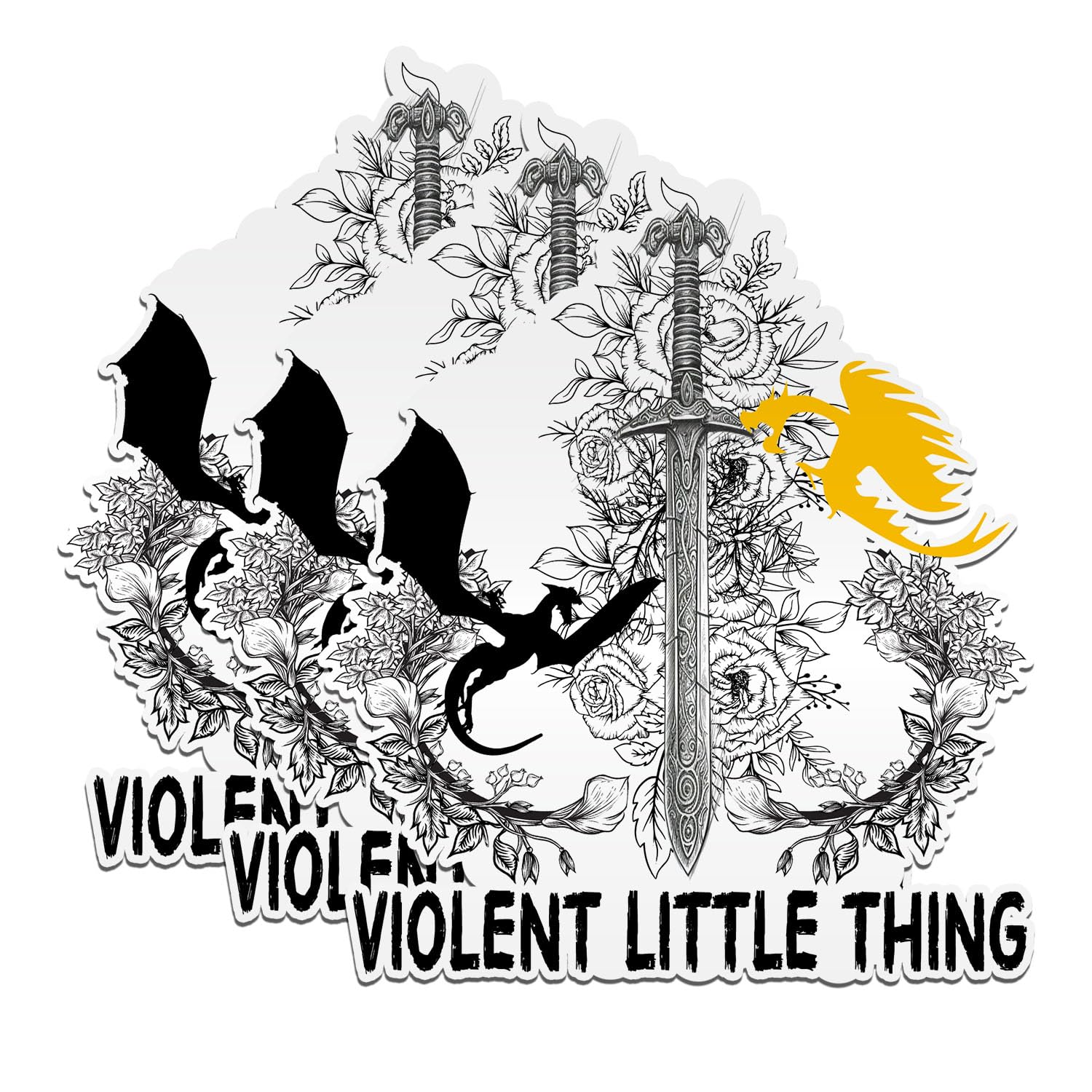 “Violent Little Thing” Fantasy Sticker Set (3pcs) – Dark Romantasy Bookish Decals